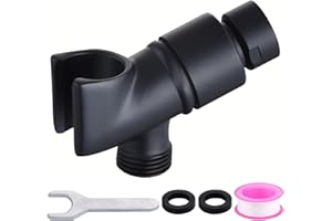 Enoch's Land All Metal Shower Head Holder,Shower Arm Holder for Handheld Shower Head,Adjustable Mount Bracket and Brass Pivot Ball for Connecting Shower Arm and Shower Hose Matte Black