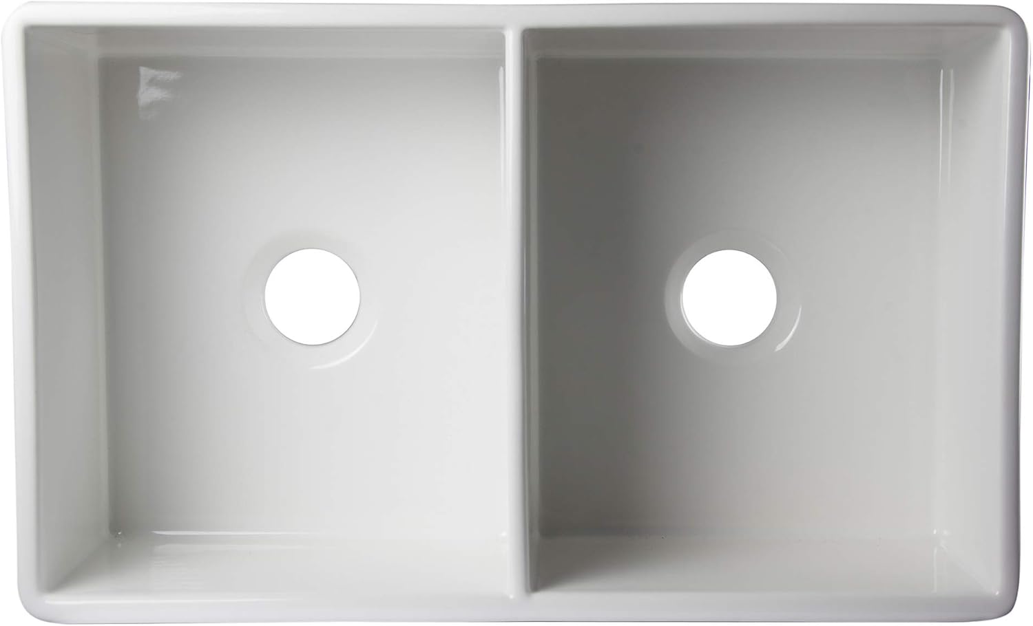 ALFI brand AB539 White 32-Inch Decorative Lip Double Bowl Fireclay Farmhouse Kitchen Sink, White
