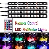 Car LED Strip Light,FICBOX （Upgraded）4Pcs 48 LEDs Multi-Color Car Interior Light,Auto Atmosphere Lights Strip Waterproof Glow Neon Lighting Kit with Wireless Remote Control and Car Charger