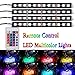 Car LED Strip Light,FICBOX （Upgraded）4Pcs 48 LEDs Multi-Color Car Interior Light,Auto Atmosphere Lights Strip Waterproof Glow Neon Lighting Kit with Wireless Remote Control and Car Charger
