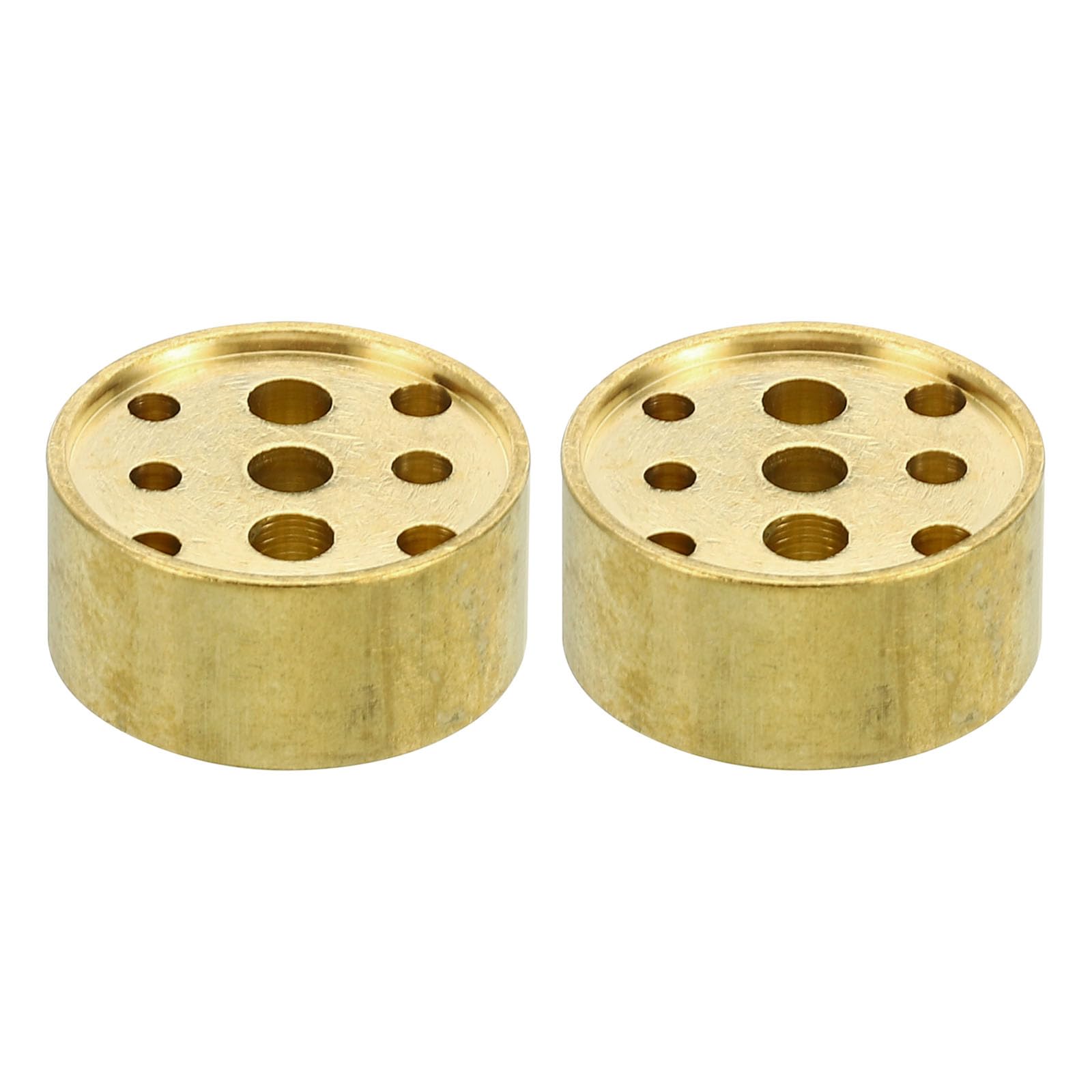 PATIKIL Incense Holder, 2 Pack Brass Incense Cone Burner Stick Holder with 9 Holes Incense Stand Base for Yoga Spa Room Home Office, 0.8" Dia. 0.4" Tall