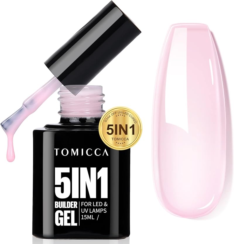 TOMICCA 5-in-1 Builder Gel Baby Pink 15ml for Nails UV/LED Cure