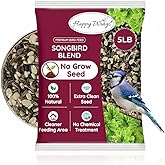 Happy Wings No Grow Bird Seed Mix 5lb - Songbird Bird Seed with Sunflower, Safflower & Peanuts - No Mess Birdseed for Outside Feeders - Suitable Birdseed for Wild Birds