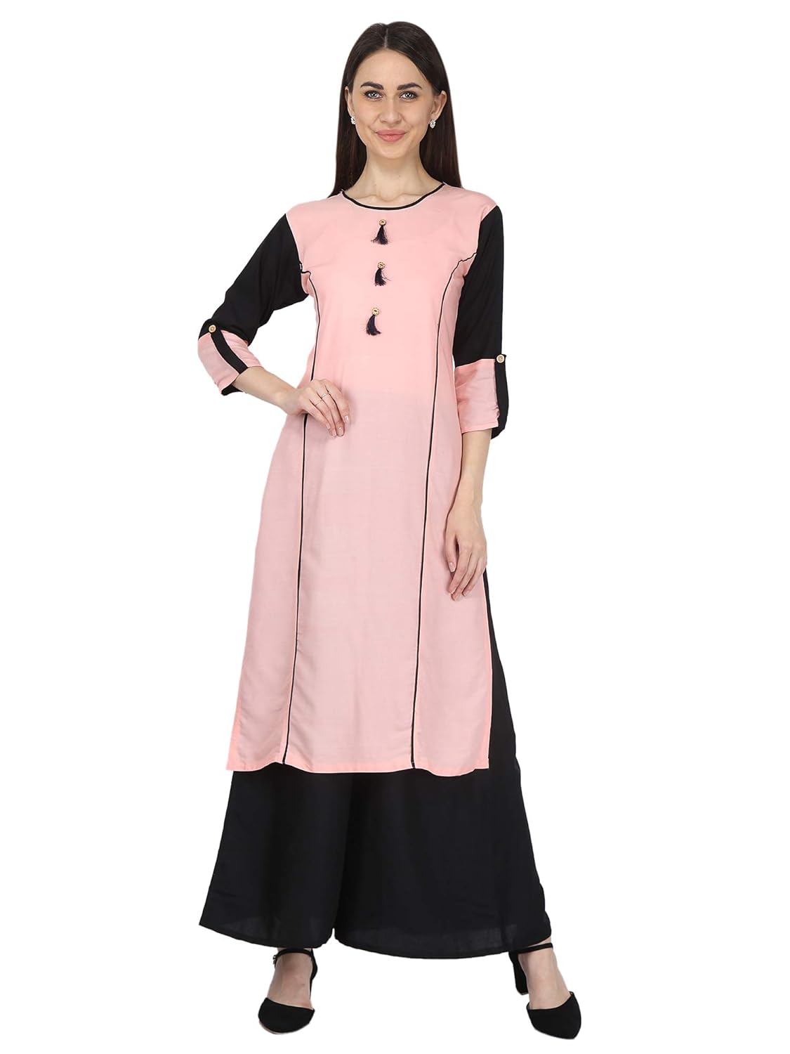 Black palazzo with pink kurti Clearance