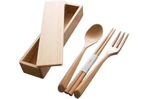 Portable Japanese Wooden Utensil Set 3pc Chopsticks Fork Spoon for Travel Office Portable User Friendly Cutlery Set