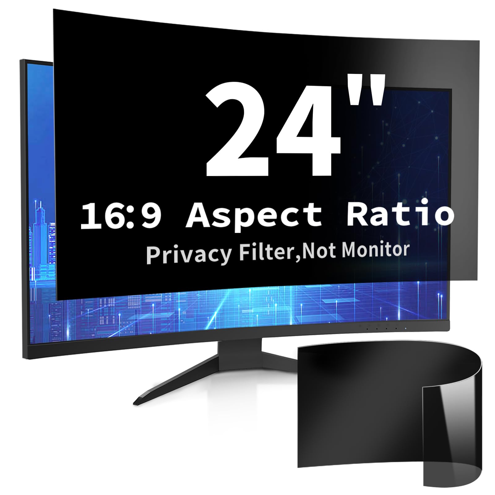 DEJIMAX 24 Inch Computer Screen Privacy Filter for 16:9 Widescreen Monitor,Anti Glare & Blue Light, PC Monitor Screen Privacy Shield,Anti Spy Screen Protector Film