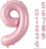 Lingqiang 40'' Pink Number Balloon 0-9 Foil Self-Inflating 9th Birthday