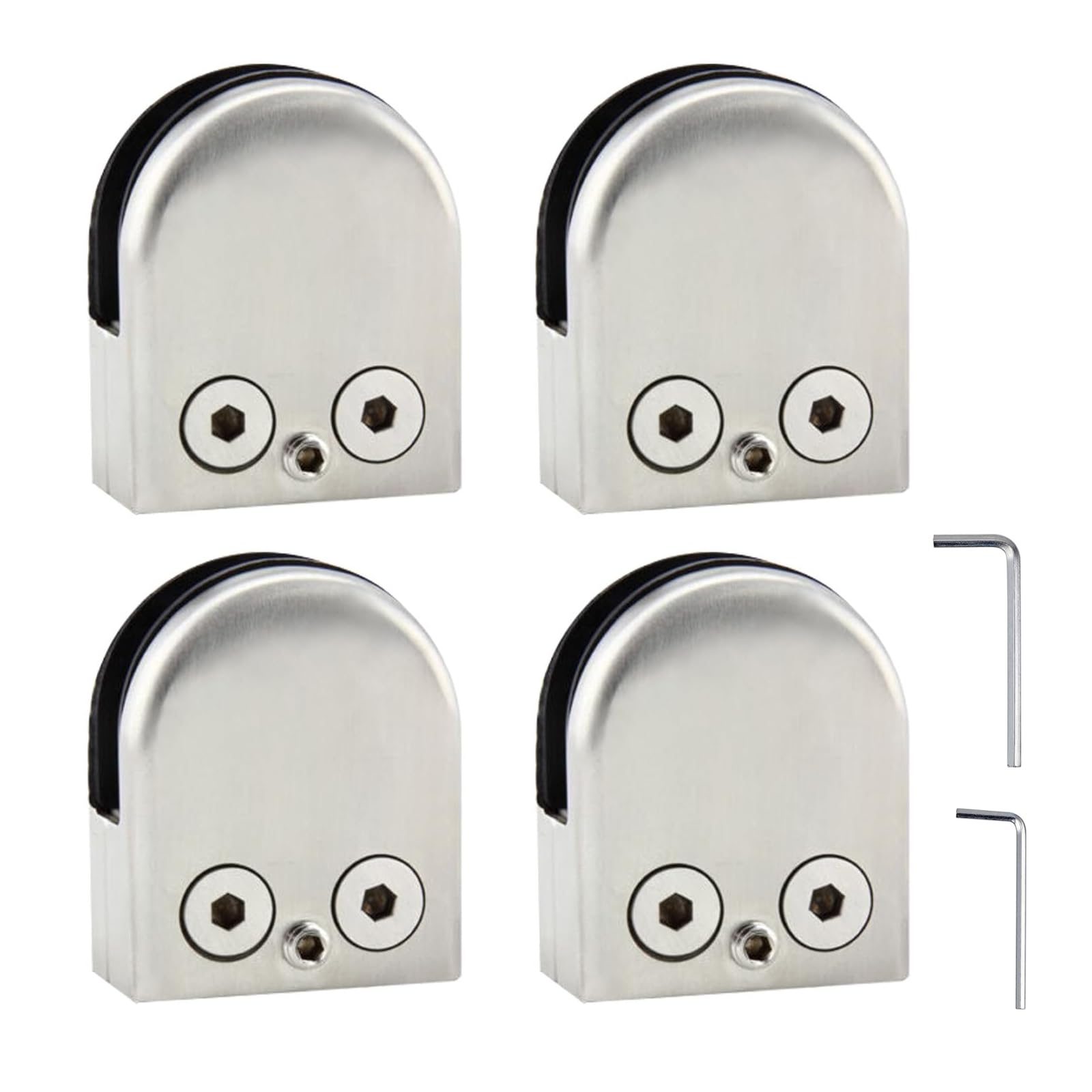 Discoball Glass Clamps 4 PCS 8-10mm Stainless Steel 304 Glass Clips Adjustable Glass Bracket Flat Back for Balustrade Staircase Handrail