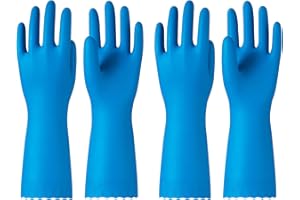 PACIFIC PPE Reusable Dishwashing Cleaning Gloves with Latex Free, Cotton Liner, Household, Kitchen Gloves, Blue, Large, 2Pair