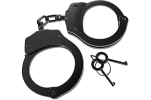 UNDER CONTROL TACTICAL Real Law Enforcement Police Handcuffs for Training - Black Steel Double-Locking Tactical Model for Adults, Security Guards & Military
