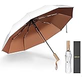 XGVO-IU Umbrella, Umbrellas for rain Travel umbrella compact portable umbrella, Wrindproof Quick-dry Strong automatic folding white umbrella