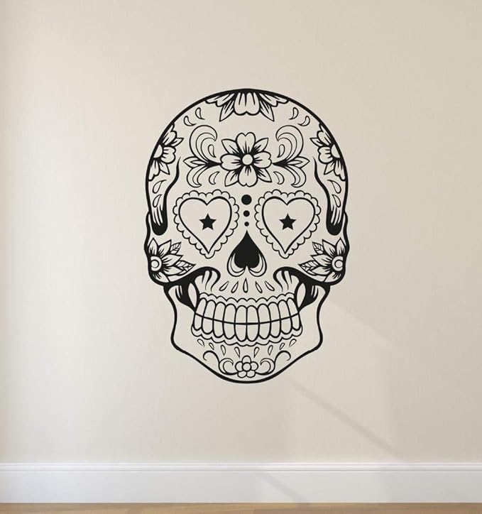 Arte diseñado pegatinas de pared cara del cráneo tribal con dibujos