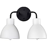 Nuvo 60/6785 Sloan Vanity Matte Black Finish with White Shade, 2 Light, 2 Lt. Vanity