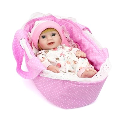 Kaydora 10 inch Full Silicone Reborn Baby Lifelike Blonde Hair Girl Dolls with Cradle