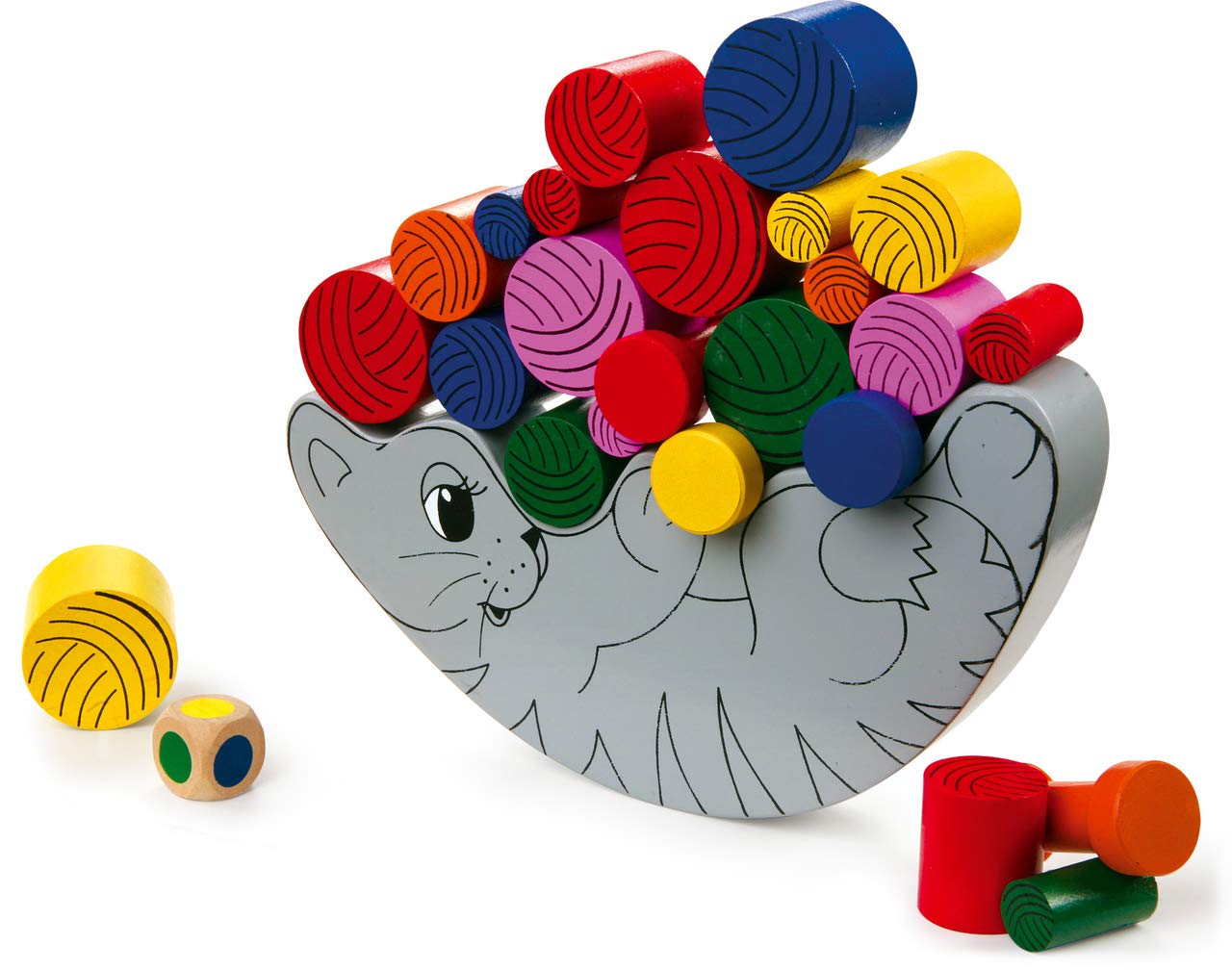 small foot 7783 wooden balance game playful cat, trains concentration, dexterity and fine motor skills, from 3 years on