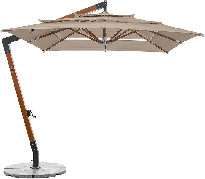 Anndora Sonnenschirm Ampelschirm 360 Gartenschirm 3x3 M Wasserabweisend Farbwahl Dark Natural Amazon De Bekleidung