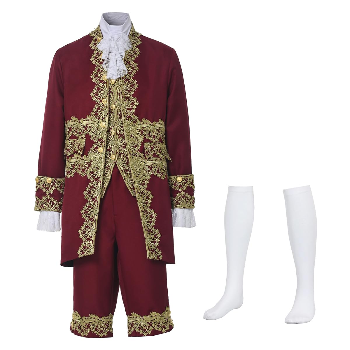 FAD-4U Men's Victorian Costume Suit Medieval Rococo Court Style Prince Outfit Set Aristocrat Cosplay Fancy Dress Renaissance Tudor Costume for Gentleman