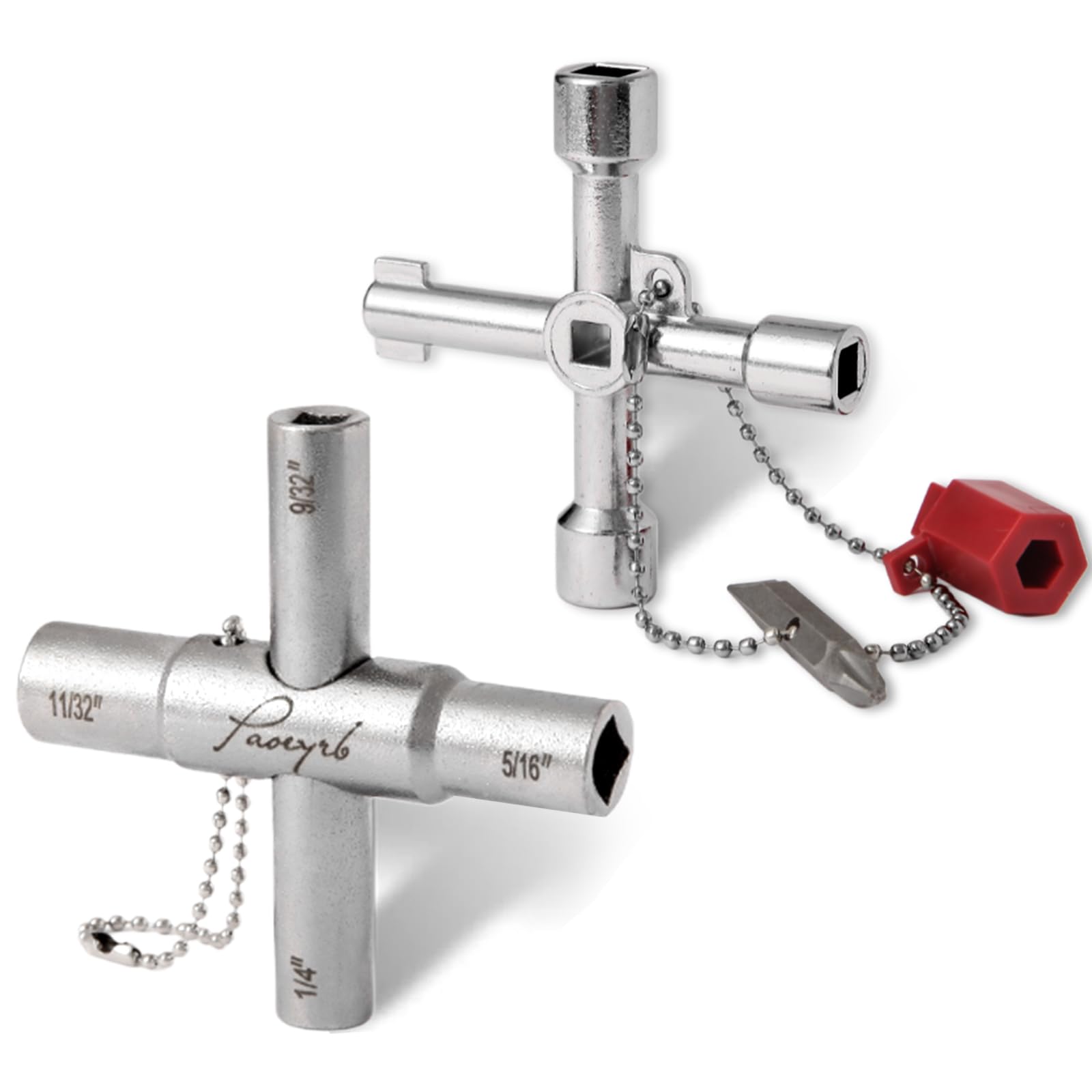 Photo 1 of Paoeyrb 2 Pcs Water Key, Premium Silcock Key 4 Way, Multi-functional Water Key Shut Off Tool, Compact Water Meter Key for Hose Bib, Valve, Faucet and Spigot
