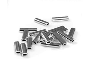 Rite Angler – Single Barrel Aluminum Crimping Loop Sleeves 100 Pack, 50lb - 500lb Test Mono Rig for Wire Rope, Fishing Leaders, Rigging Tackle, Cable Connectors – Oval Tube Crimps for Fishing Line