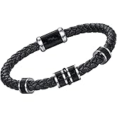 Mr.Van Handmade Braided Leather Bracelet for Men, Premium Genuine Men's Leather Cuff Bracelet with Titanium Ornaments