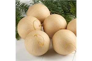 Paper Mache Round Ball Ornaments - Pack of 6 DIY Premade Papier Mache 3 inch Ornament Balls to Paint Decoupage and Decorate for Christmas Tree Decorating. by Factory Direct Craft