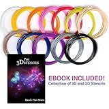 3D Printing Pen Filament Refills - 1.75mm Plastic ABS 12-Pack *384 Linear Feet* (32 Foot Each) of Vibrant Color for Pens and Printers by Dealz Plus More & BONUS 175 Stencils FREE E-Book