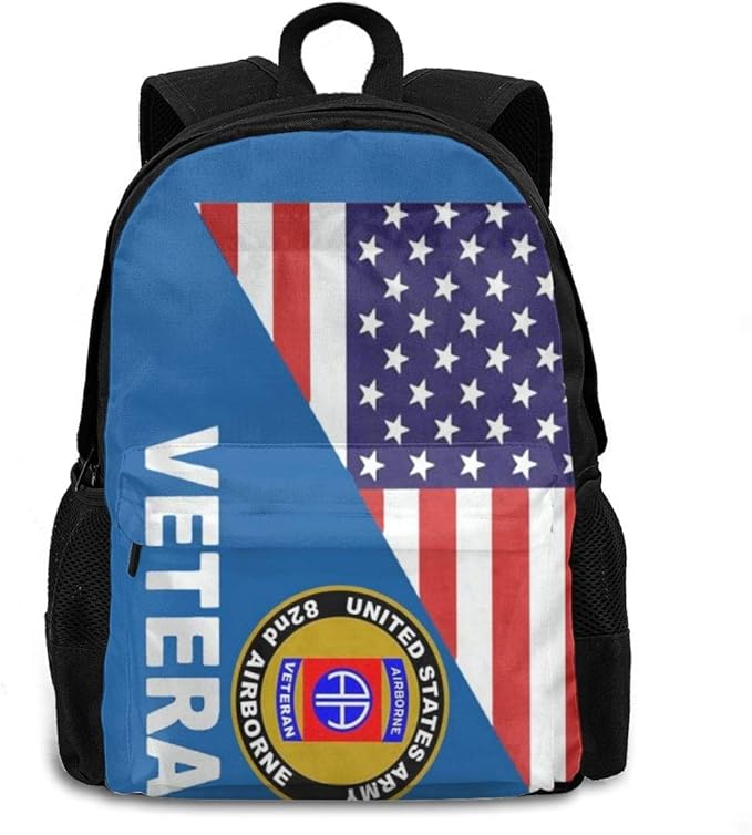 School Backpack,Us Army Veteran 82nd Airborne American Flag Computer