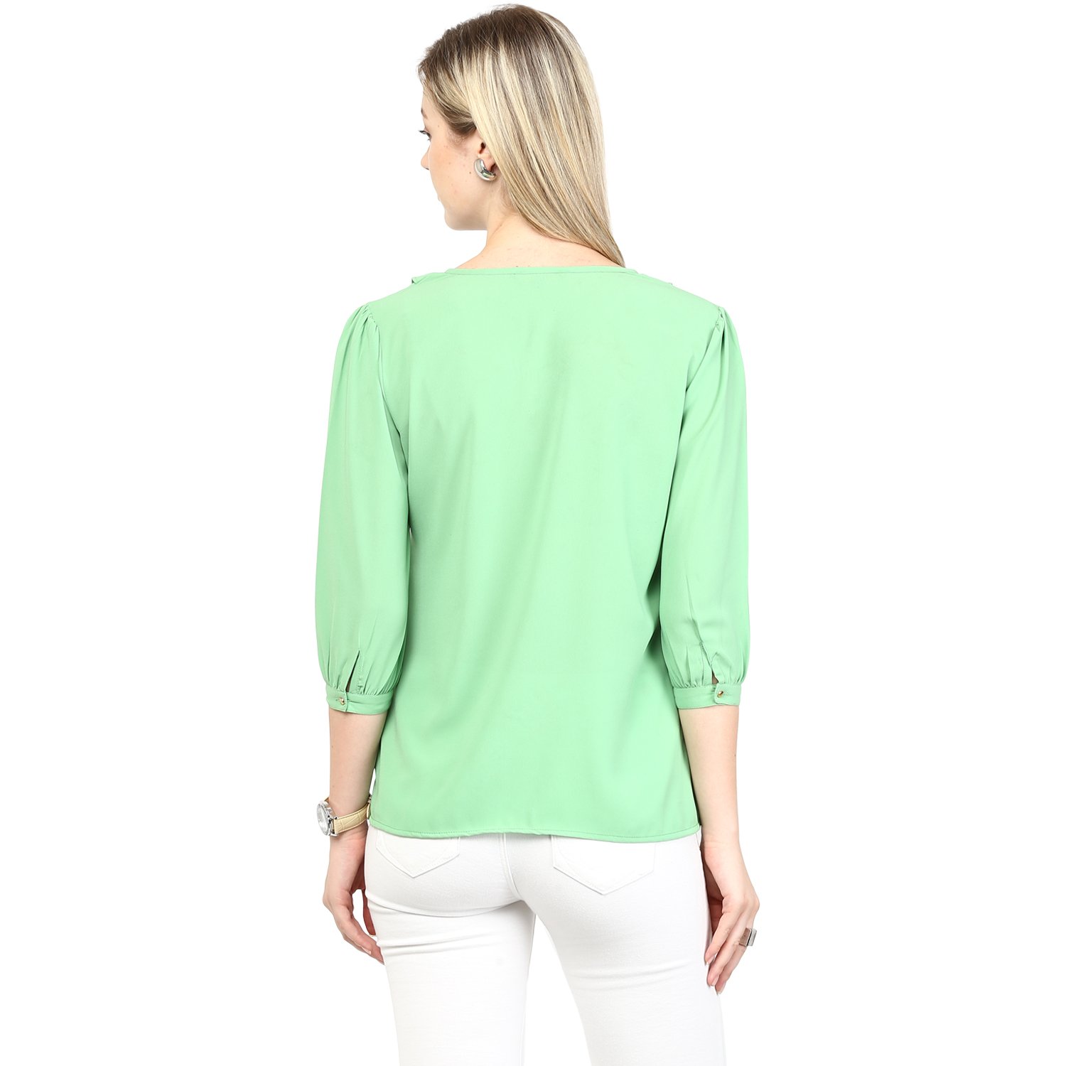 rare women green georgette top (ep1033a)