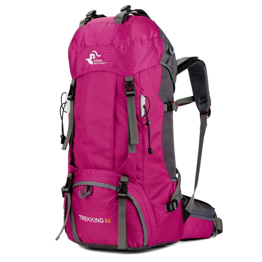 60L Waterproof Ultra Lightweight Packable Climbing Fishing Traveling Backpack Hiking Daypack,Backpack,Handy Foldable Camping Outdoor Backpack Bag with a Rain Cover (Rose Red)