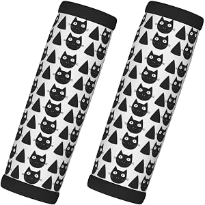 Nuzjahu Black Cats 4 Print Neoprene Luggage Handle Wraps for Suitcase Travel Luggage Tags/Grips/Identifiers/Markers/Covers/Gr