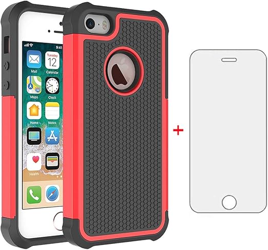 Amazon Com Phone Case For Iphone 5s 5 Se 5se With Tempered Glass Screen Protector Cover And Cell Accessories Slim Silicone Rubber Iphone5 Iphone5s Iphonese Iphone6se I 6se Iphone5se Cases Girls Boys Black