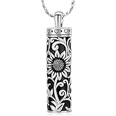 Imrsanl Cremation Jewelry Rose Flower Sunflower Tree of Life Cylinder Urn Necklace for Ashes Cremation Keepsake of Loved Ones Memorial Pendants for Women Men