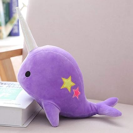 wondergirls Fabulous 25cm/35cm Cute Plush Narwhal Shark Toys Stuffed Animals Unicorn Pillow Doll Perfect Party Gift or Bedtime Friend for Boys & Girls( Medium Purple)