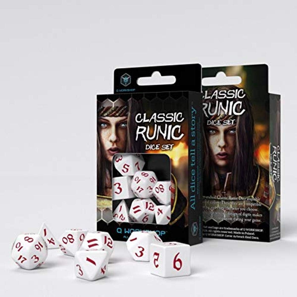 Q-Workshop CLR26 Classic Runic White/Red Dice Set (7), Not Appliable