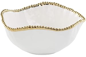 Pampa Bay Golden Salerno Porcelain Large Salad Bowl, White, 10.5 inches