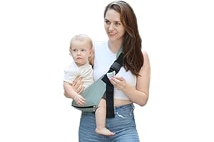 MIAO PAW Baby Sling Carrier Newborn to Toddler,Ergonomic Sling Carrier with Adjustable Strap,Lightweight,Portable,Breathable,Soft Padding,Baby Hip Seat Carrier 7-45 Lbs,Green