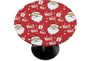 PARDICK Christmas Red HoHo Santa Claus Round Fitted Tablecloth Large Circle Table Cover with Elastic Edge Waterproof Wipeable Dining Table Cloths for Outdoor Picnic Party Patio Fit for 45"-56" Table