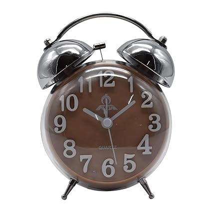 Twin Bell Alarm Clock, Round - Light Brown