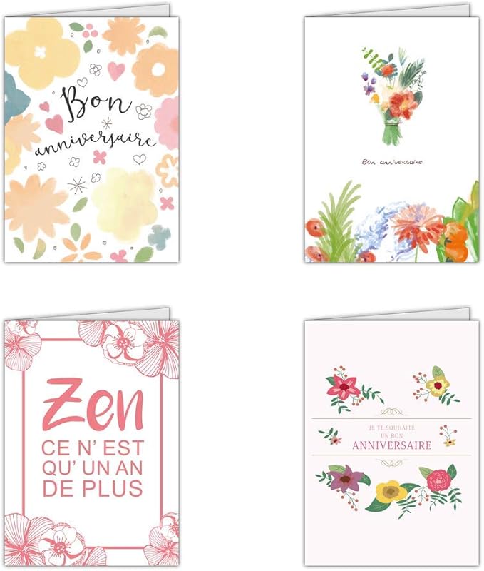 Carte Anniversaire Et Fleurs Lot De 16 Cartes Differentes Format Carte Pliee 3 Formats Dispos Fleurie Carte Anniversaire Et Fleurs Amazon Es Oficina Y Papeleria