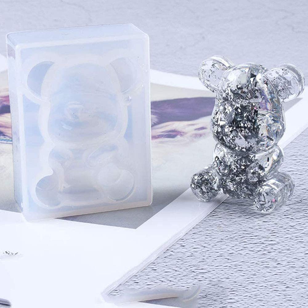 POFET Bear Molds Silicone Casting Epoxy Mould for Handmade Soap Candle Ice Cube Candy Gummy Fondant Cake Baking Cupcake Topper Decoration