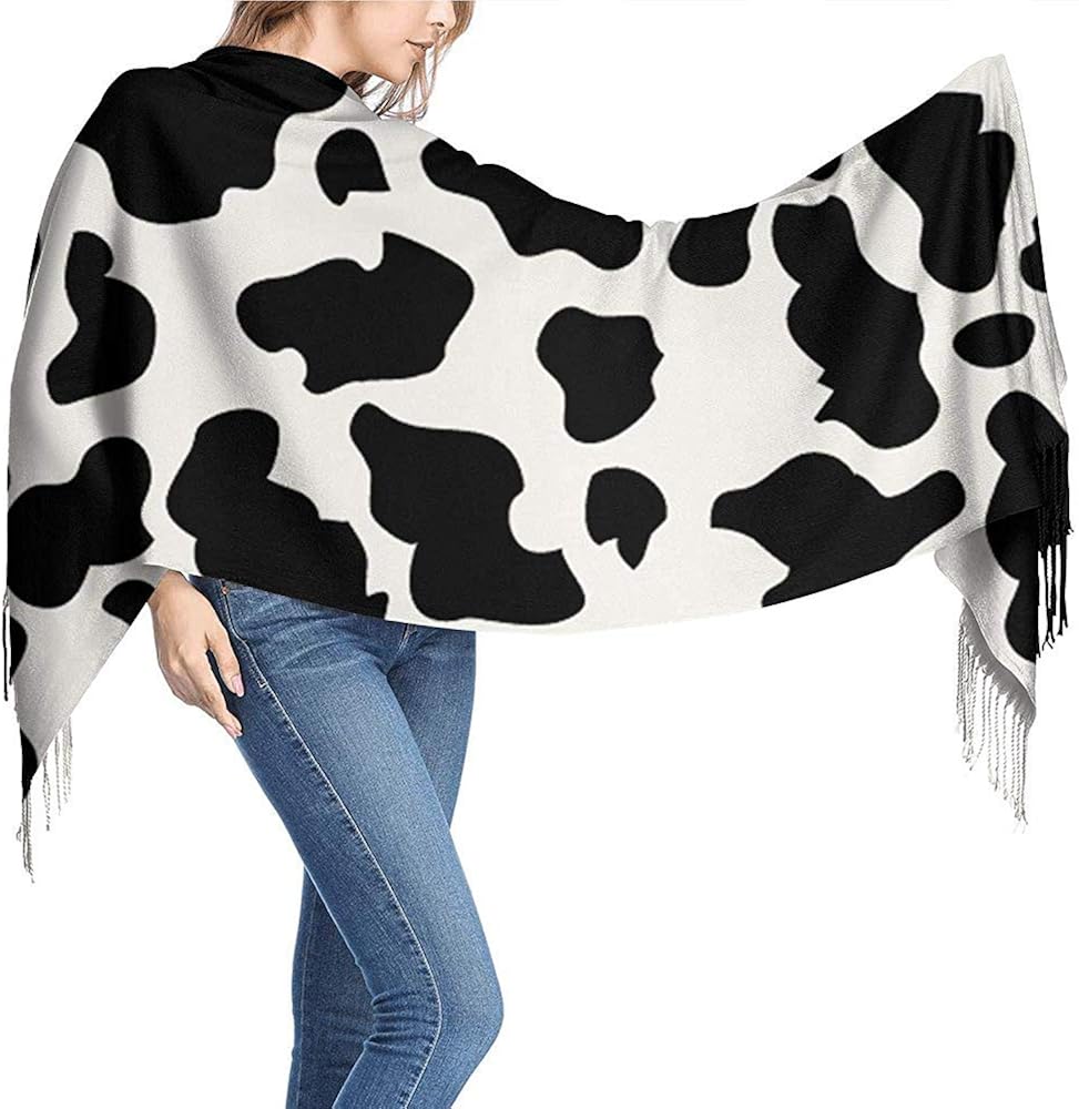 Cow Print Cattle Skin Womens Cashmere Shawl Scarves Scarfs for Women