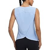 baleaf Women Running Sleeveless Tops Athletic Tank Tops Workout Open Back UPF 50+ Tennis Gym Loose Fit Lightweight