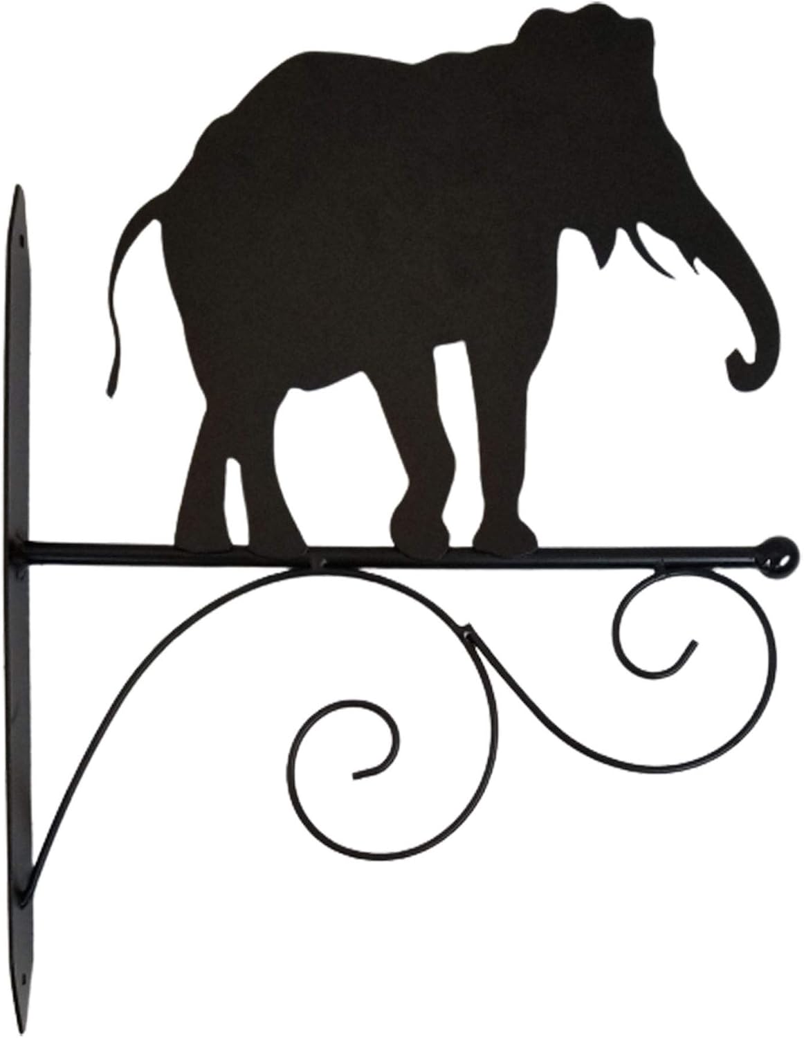 SK Style Elephant Wall Bracket - Metal Hanging Bracket Black Silhouette Animal Design