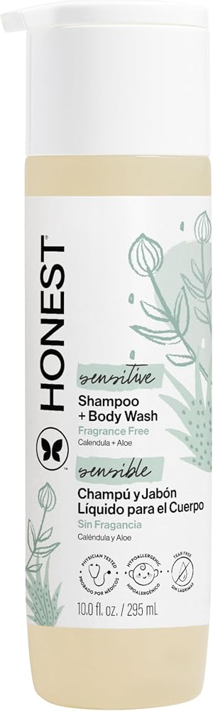 The Honest Company Shampoo & Body Wash, Tear-Free, Fragrance-Free, 10 fl oz | 2-In-1 Shampoo & Body Wash, 10 Fl Oz. Tear-Free