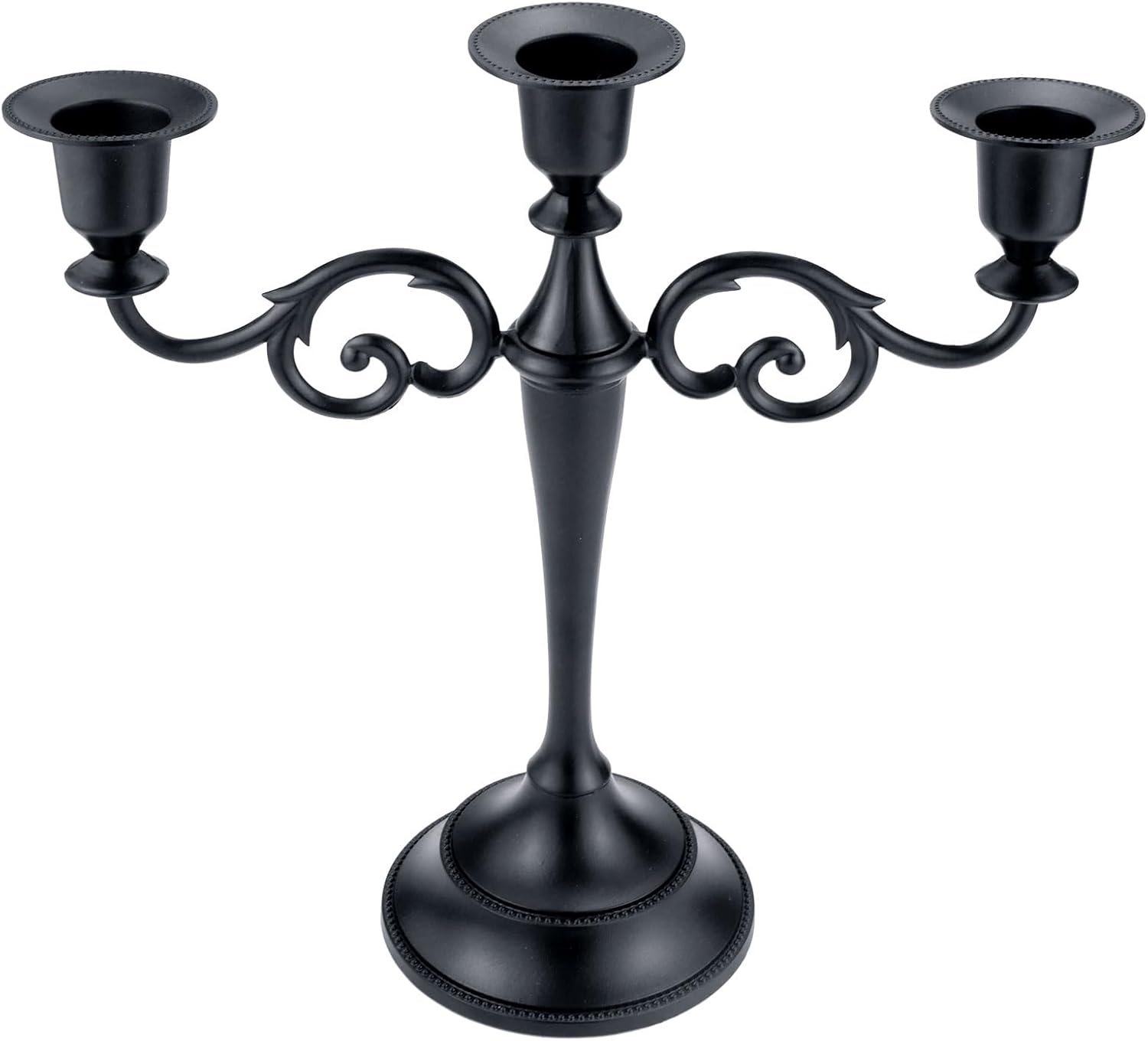 Candles & Holders - Viscacha 3 Metal Candelabra – Candlesticks Holder for Formal Events, Wedding, Church, Holiday Décor, Halloween – Taper Candle Holder Stand Centerpiece Elegant Decoration Piece for Table,Pure Black