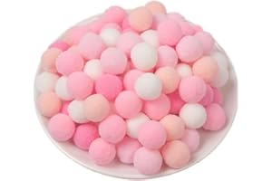 QIKAARA 250 Pieces Pom Poms Pink and White, 0.8 inch Fuzzy Craft Pompoms, Soft Fluffy Puff Balls for DIY Arts and Bulk Craft Making Decorations Supplies (Pink Series, 2 cm / 20 mm)