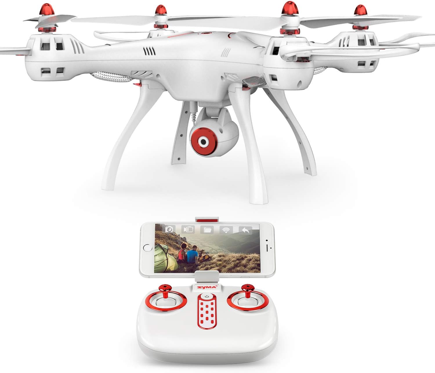 DoDoeleph Syma X8SW RTF FPV Real Time 4 CH 2.4Ghz 6 Axis Gyro Remote Control RC Quadcopter UFO Helicopter Drone HD Camera Altitude Hold Headless Mode Hover Function One Key Take Off Landing White