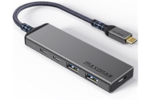 MAXONAR USB C HUB Multiport Adapter, with 100W USB C PD Port, 2 USB C Data Ports and 2 USB A Data Ports, 5-in-1 USB C to USB 3.2 Gen 1 Hub for iPhone 15 Series, MacBook Pro/Air, iPad Pro, Surface, XPS, Galaxy