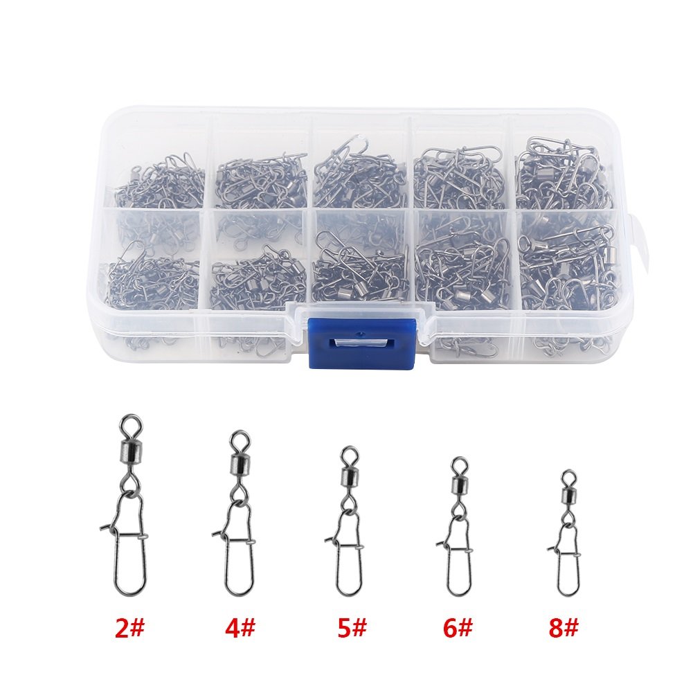 VGEBY 210Pcs Fishing Swivel Snap Spinning Baits Snaps Fishing Tackle Kit Solid Rings Backpack Fishing Rod and Its Accessories