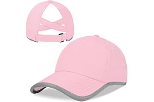 PENINPHA Girls Criss Cross Ponytail Baseball Cap Reflective Quick Dry Hat Kids Cooling Mesh Outdoor Sports Hat for Age 3-12